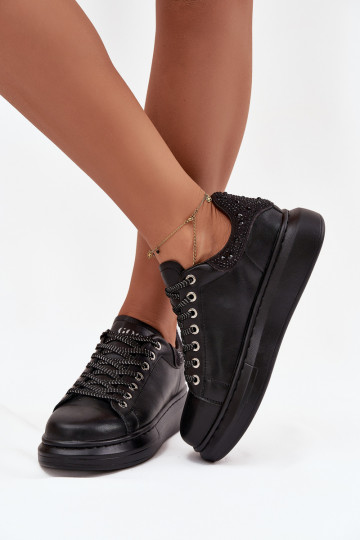 Sneakers Stilvollllschuhe FemininErmöglichtturalnej Skóry GOE OO2N4004 schZuarze Farbe