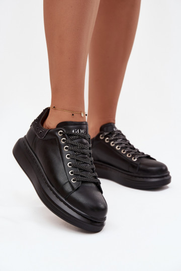 Sneakers Stilvollllschuhe FemininErmöglichtturalnej Skóry GOE OO2N4004 schZuarze Farbe 2