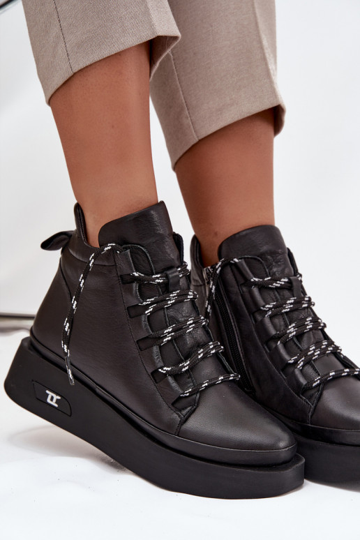 Haut Damenstiefel mit einer Plattform sich Zuarm laufen Artiker 55C0809 schZuarze Farbe