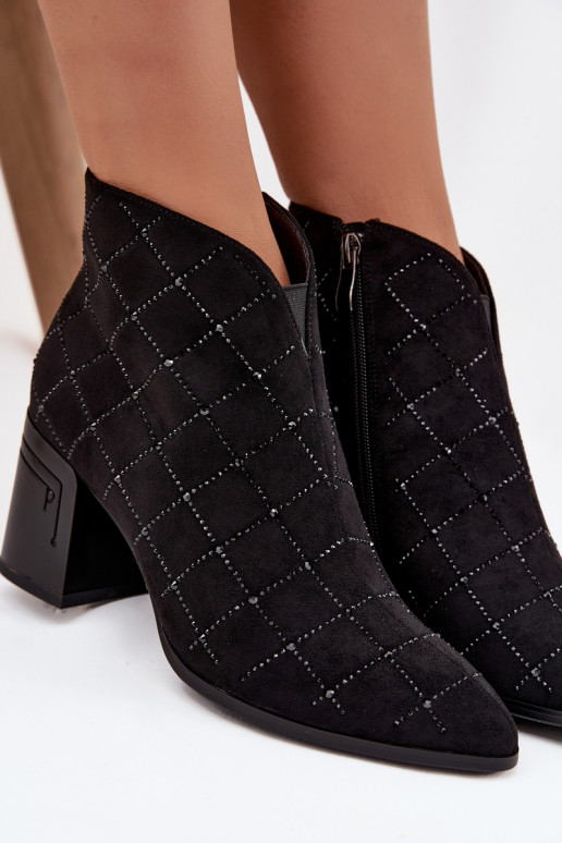 Damen Stiefeletten mit Dekoration D&A MR52-133 schwarz