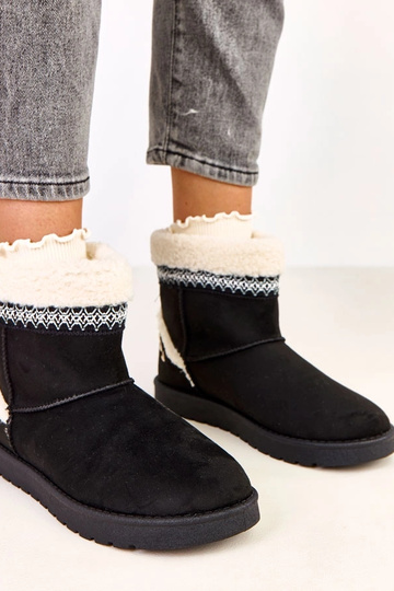 Schwarze niedrige Schneestiefel mit Stickerei Sensila