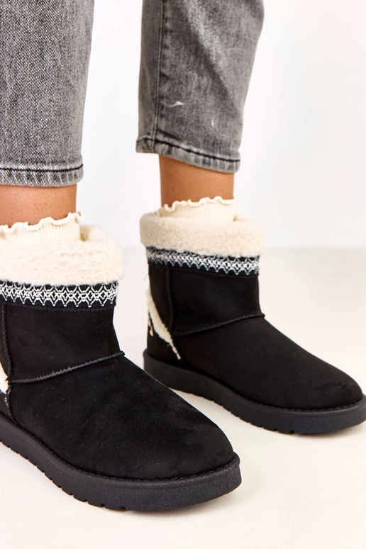 Schwarze niedrige Schneestiefel mit...