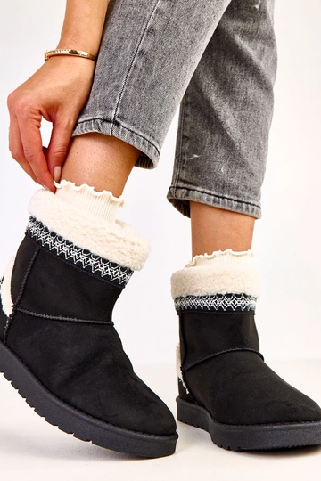 Schwarze niedrige Schneestiefel mit Stickerei Sensila 2