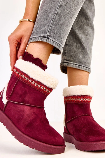 Bordeauxfarbene niedrige Schneestiefel mit Stickerei Sensila 2