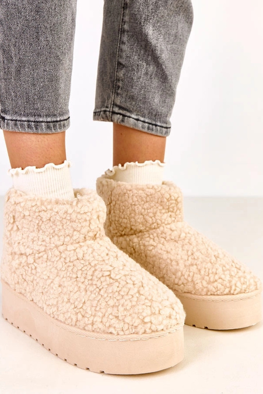 Sandfarbene Schneestiefel mit...