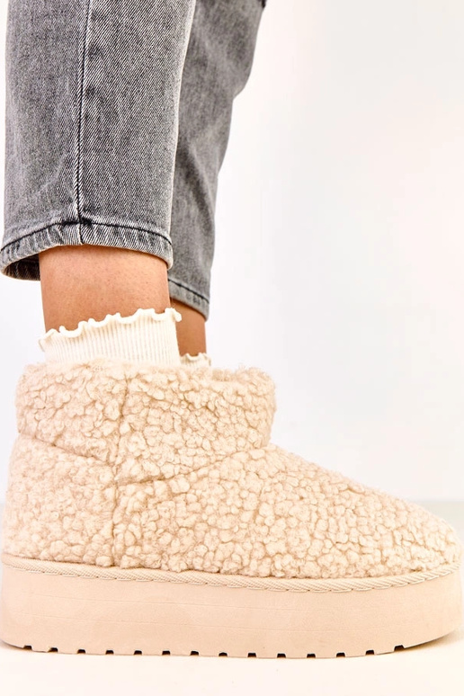 Sandfarbene Schneestiefel mit...