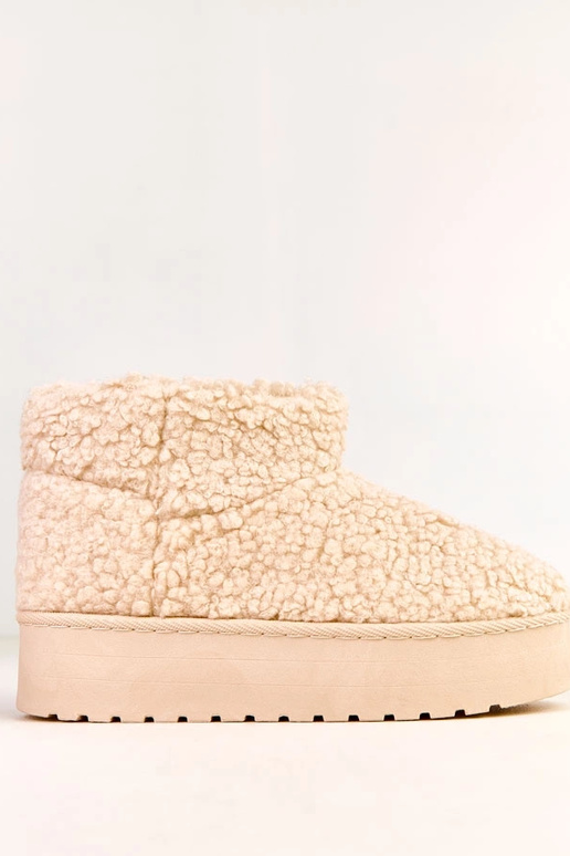 Sandfarbene Schneestiefel mit...