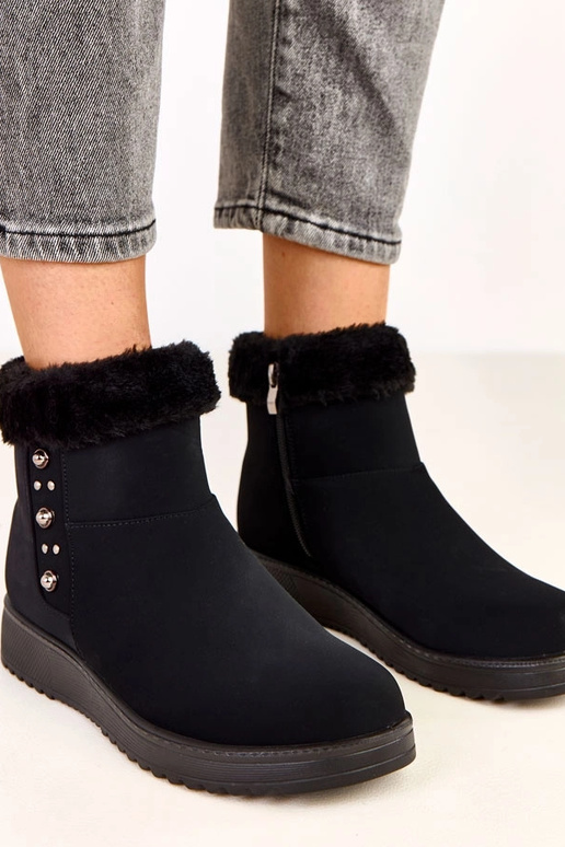 Schwarze warme Stiefeletten aus...