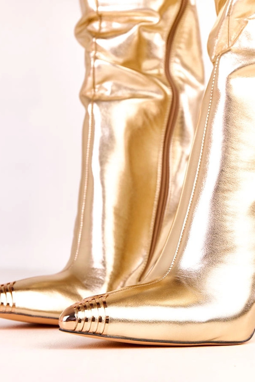 Goldene elegante kniehohe Stiefel mit...