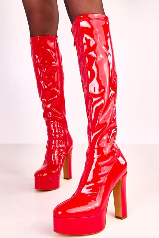 Rote Lack-High-Heel-Stiefel Ronnie