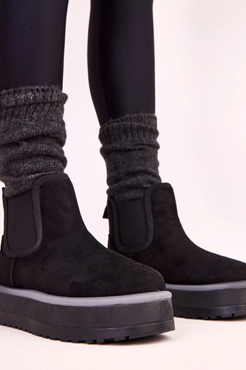 Schwarze niedrige Schnee-Stiefel mit elastischem Einsatz Nancey