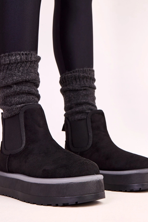 Schwarze niedrige Schnee-Stiefel mit...