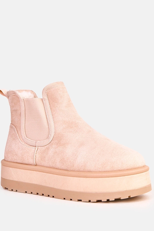 Beige niedrige Schnee-Stiefel mit...