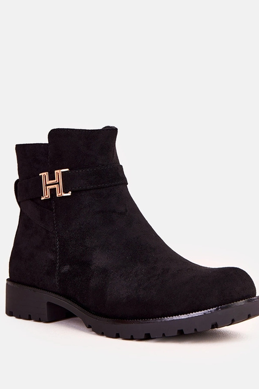 Czarne botki damskie ze złotą ozdobą... Czarne botki damskie ze złotą ozdobą...