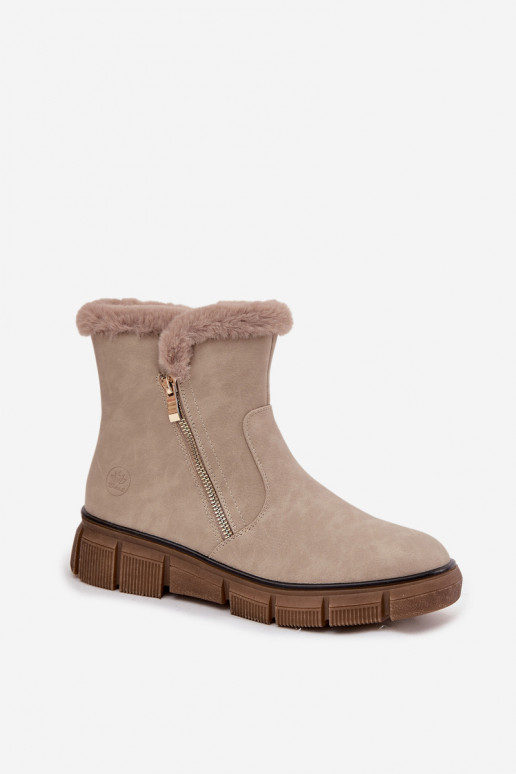 Schneestiefel Feminin mit einer Plattform mit Pelzmantel Beige Briselle