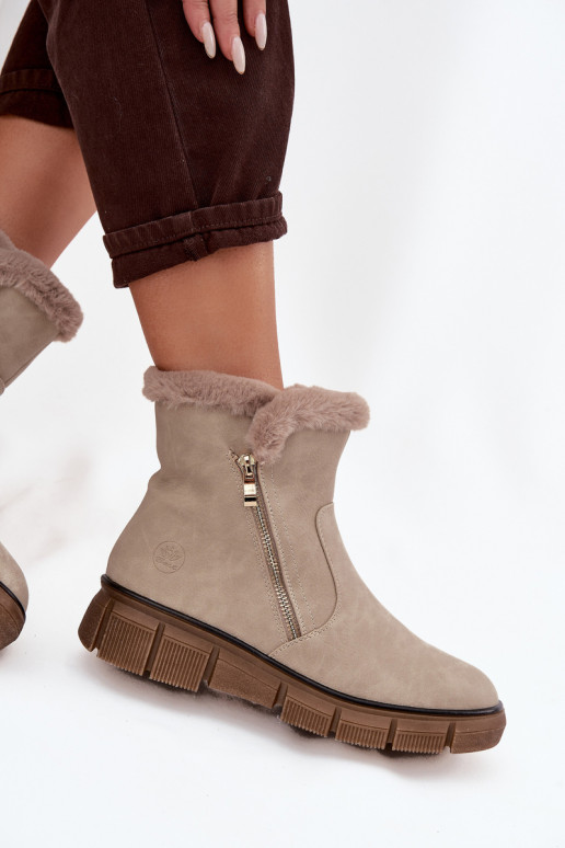 Schneestiefel Feminin mit einer Plattform mit Pelzmantel Beige Briselle
