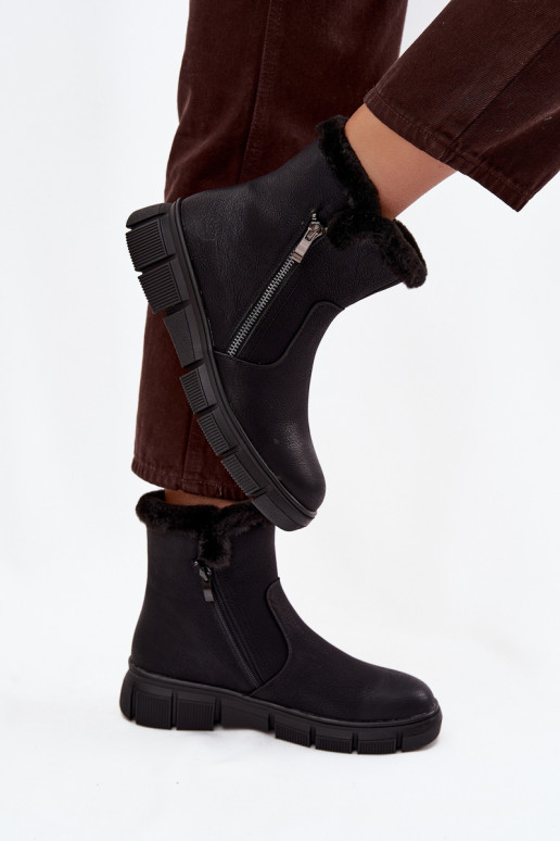 Schneestiefel Feminin mit einer Plattform mit Pelzmantel schZuarze Farbe Briselle Schneestiefel Feminin mit einer Plattform mit Pelzmantel schZuarze Farbe Briselle
