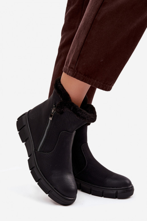 Schneestiefel Feminin mit einer Plattform mit Pelzmantel schZuarze Farbe Briselle Schneestiefel Feminin mit einer Plattform mit Pelzmantel schZuarze Farbe Briselle