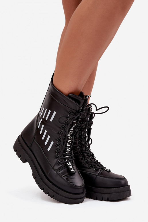 Damen-Schneestiefel zum Schnüren Vinceza 23-34586 schZuarze Farbe