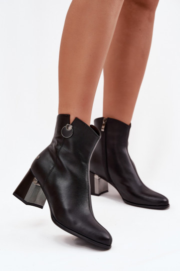 Gefütterte Stiefeletten aus Naturleder mit Absatz Tai turiciejka K7203-04 in schwarzer Farbe 2