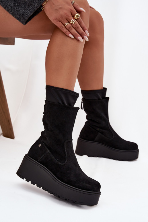 Feminin Haut INildlederschuhe mit einer Plattform Es mussciejka A7161-20 schZuarze Farbe Feminin Haut INildlederschuhe mit einer Plattform Es mussciejka A7161-20 schZuarze Farbe