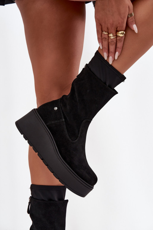 Feminin Haut INildlederschuhe mit einer Plattform Es mussciejka A7161-20 schZuarze Farbe Feminin Haut INildlederschuhe mit einer Plattform Es mussciejka A7161-20 schZuarze Farbe