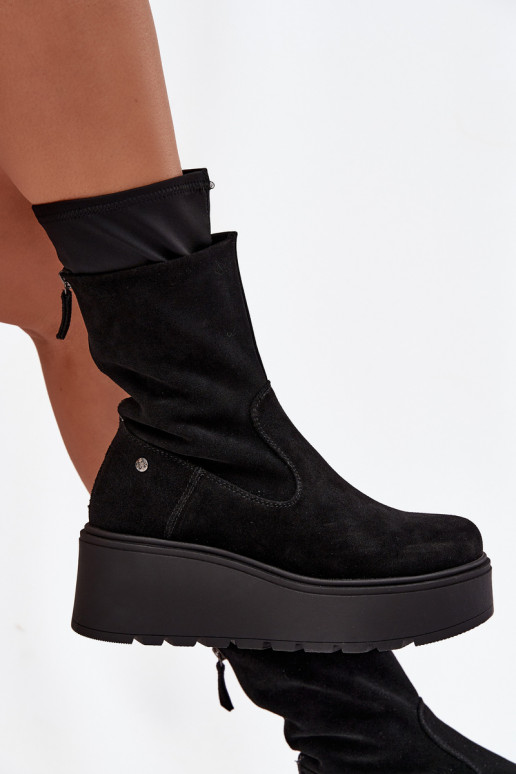 Feminin Haut INildlederschuhe mit einer Plattform Es mussciejka A7161-20 schZuarze Farbe Feminin Haut INildlederschuhe mit einer Plattform Es mussciejka A7161-20 schZuarze Farbe