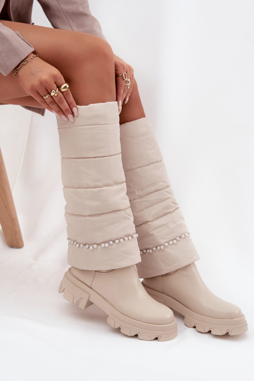 INarme Stiefel mit Perlen elfenbeinfarbe Irvette INarme Stiefel mit Perlen elfenbeinfarbe Irvette