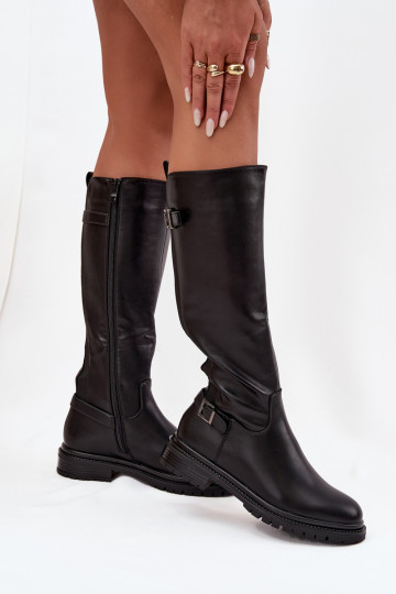 sich Zuarm laufen Damenstiefel mit breiten Absätzen mit Schnallen schZuarze Farbe Sorelle 2