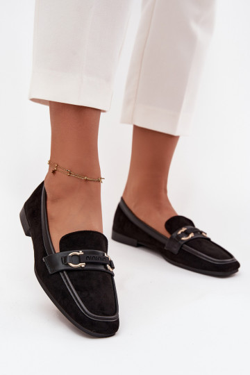 Mokassins Mokassins Feminin Mit Dekorationen Element schZuarze Farbe Evelora