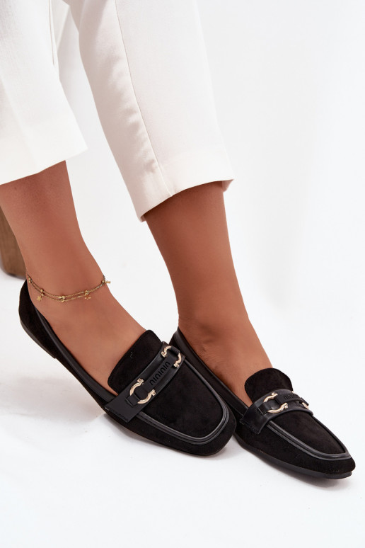 Mokassins Mokassins Feminin Mit Dekorationen Element schZuarze Farbe Evelora