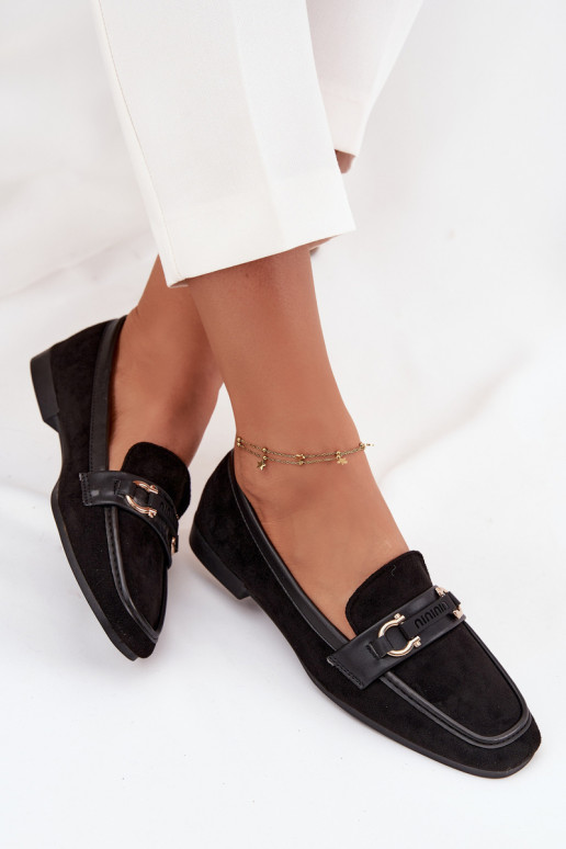 Mokassins Mokassins Feminin Mit Dekorationen Element schZuarze Farbe Evelora