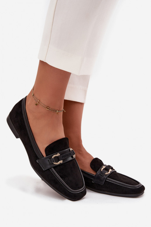 Mokassins Mokassins Feminin Mit Dekorationen Element schZuarze Farbe Evelora