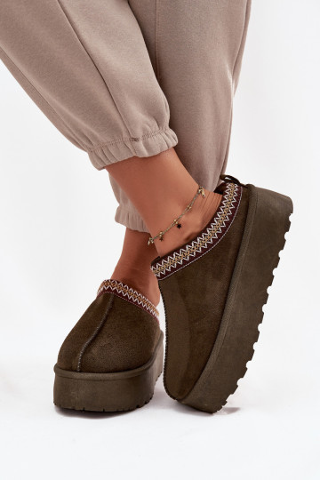 Schneestiefel Feminin Mit Dekorationen Haftem Khaki-Farbe-Farbe Jenira 2