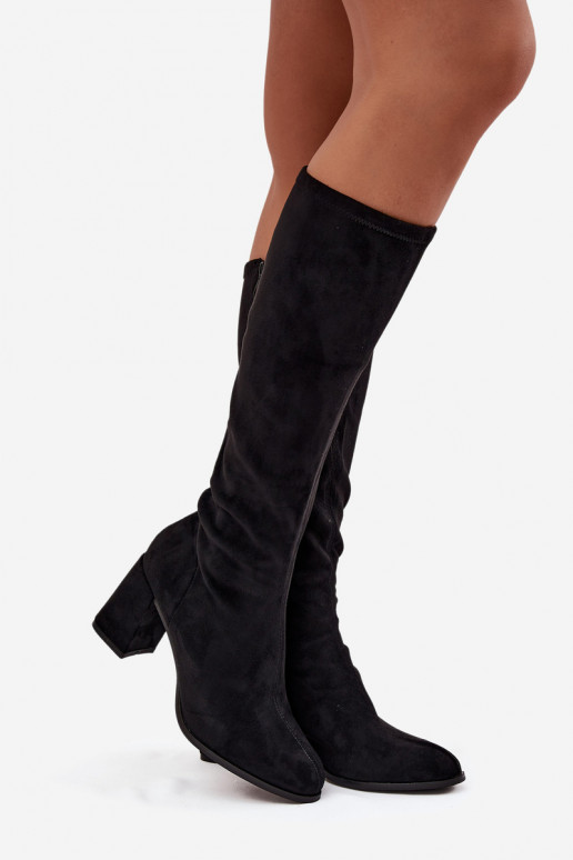 Damenstiefel mit Absätzenaus Öko-INildlederu schZuarze Farbe Yelisse