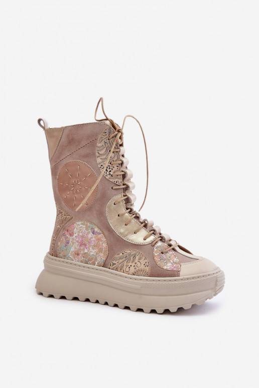 Haut INildlederschuhe mit einer Plattform sich Zuarm laufen Es mussciejka 06565-04 Beige Haut INildlederschuhe mit einer Plattform sich Zuarm laufen Es mussciejka 06565-04 Beige