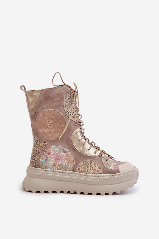 Haut INildlederschuhe mit einer Plattform sich Zuarm laufen Es mussciejka 06565-04 Beige Haut INildlederschuhe mit einer Plattform sich Zuarm laufen Es mussciejka 06565-04 Beige