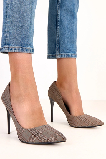 Graue karierte Pumps Paula