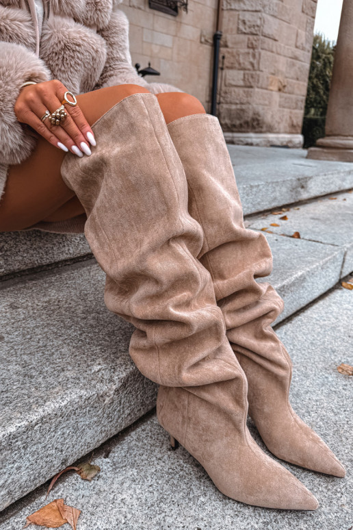 Ein überzeugendes Stilvollll Damenstiefel mit dünnen Absätzen Beige Ysolienne Ein überzeugendes Stilvollll Damenstiefel mit dünnen Absätzen Beige Ysolienne