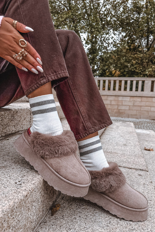 Schneestiefel Feminin mit einer Plattform mit Pelzmantel I Haftem Beige Querina