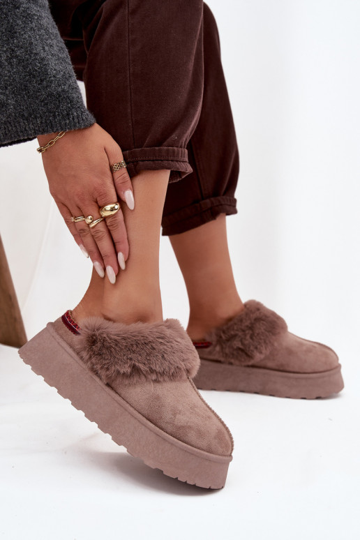 Schneestiefel Feminin mit einer Plattform mit Pelzmantel I Haftem Beige Querina