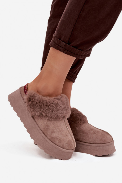 Schneestiefel Feminin mit einer Plattform mit Pelzmantel I Haftem Beige Querina