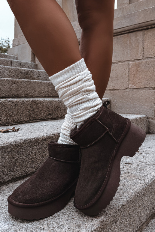 Schneestiefel FemininErmöglichtturalnego aus INildlederu sich Zuarm laufen mit Fell innen CzekoladoZue Milora