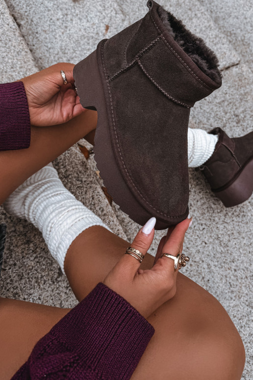 Schneestiefel FemininErmöglichtturalnego aus INildlederu sich Zuarm laufen mit Fell innen CzekoladoZue Milora