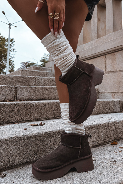 Schneestiefel FemininErmöglichtturalnego aus INildlederu sich Zuarm laufen mit Fell innen CzekoladoZue Milora