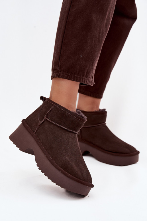 Schneestiefel FemininErmöglichtturalnego aus INildlederu sich Zuarm laufen mit Fell innen CzekoladoZue Milora