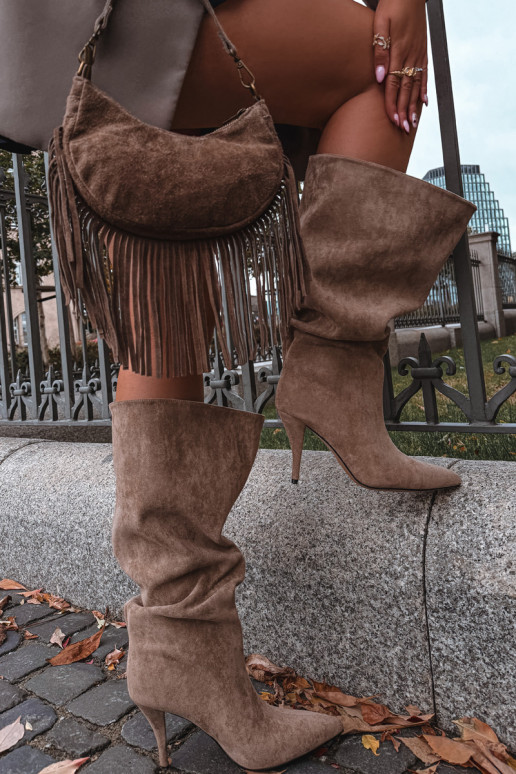 Ein überzeugendes Stilvollll Damenstiefel mit dünnen Absätzenaus Öko-INildlederu Beige Noretta Ein überzeugendes Stilvollll Damenstiefel mit dünnen Absätzenaus Öko-INildlederu Beige Noretta
