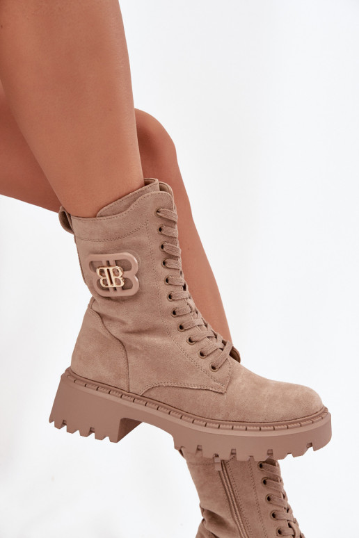 Stiefel INokrery Feminin Mit Dekorationen Element sich Zuarm laufen Beige Kalindra Stiefel INokrery Feminin Mit Dekorationen Element sich Zuarm laufen Beige Kalindra