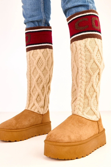 Braune Schneestiefel mit Plateausohle und hohem Schaft Coo 2