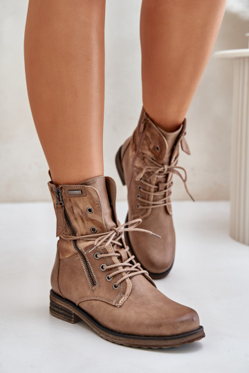 Beige massive Stiefeletten Perfecto